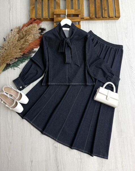 TAKEN KRAVAT YAKA KOT ETEKLİ TAKIM A3-2-1713-12-LACİVERT - 1