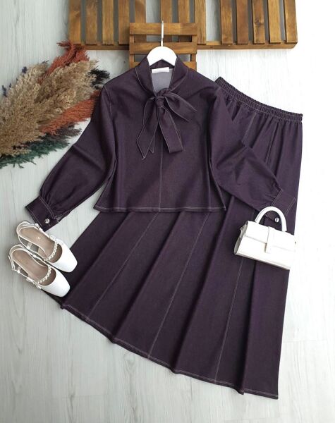 TAKEN KRAVAT YAKA KOT ETEKLİ TAKIM A3-2-1713-18-MÜRDÜM - 1