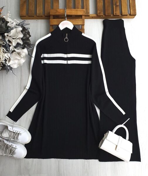 TAND YARIM FERMUARLI ŞERİTLİ TRİKO TAKIM A6-6-8153-01-SİYAH - 1