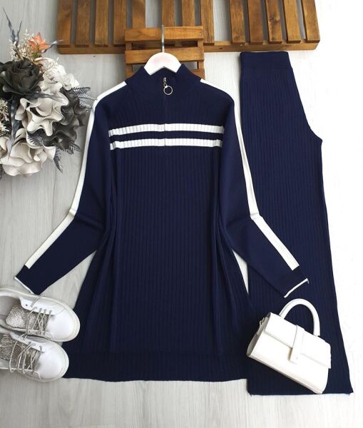 TAND YARIM FERMUARLI ŞERİTLİ TRİKO TAKIM A6-6-8153-12-LACİVERT - 1