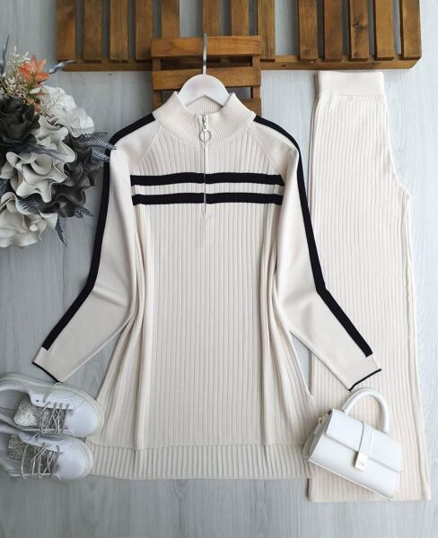 TAND YARIM FERMUARLI ŞERİTLİ TRİKO TAKIM A6-6-8153-34-BEJ - 1