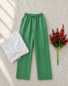 TECE BELİ LASTİKLİ BAĞCIKLI CEPLİ KETEN PANTOLON C11-6047-54-BENETTON - 