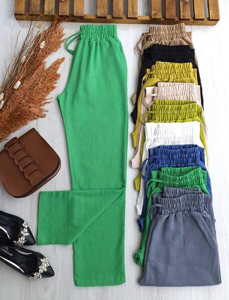 TECE BELİ LASTİKLİ BAĞCIKLI CEPLİ KETEN PANTOLON B9-5-6047-54-BENETTON - 1