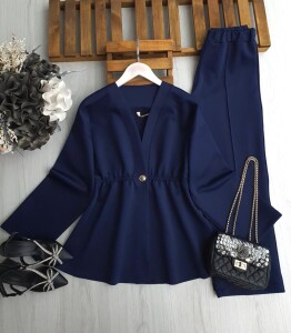 TOVKE TEK DÜĞME CEKET PANTOLON TAKIM A3-1-1682-12-LACİVERT - 