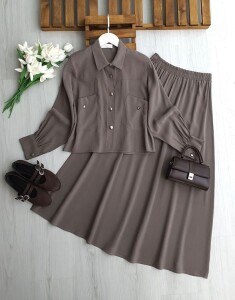 TULESY ÇAPRAZ CEPLİ TENSEL ETEKLİ TAKIM A3-4 1725-25-VİZON - 1