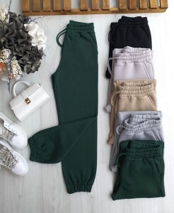 UBEL BELİ LASTİKLİ BAĞCIKLI CEPLİ ÜÇ İPLİK PANTOLON A8-5-6076-07-YEŞİL - 1