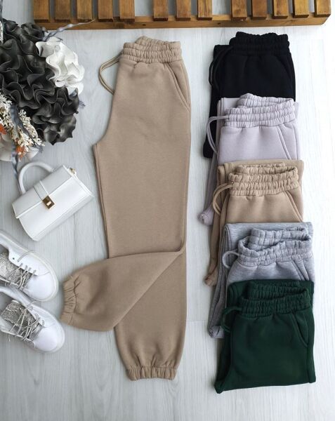 UBEL BELİ LASTİKLİ BAĞCIKLI CEPLİ ÜÇ İPLİK PANTOLON A8-5-6076-34-BEJ - 1