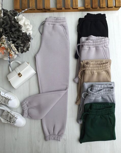 UBEL BELİ LASTİKLİ BAĞCIKLI CEPLİ ÜÇ İPLİK PANTOLON A8-5-6076-94-MELANJ GRİ - 1