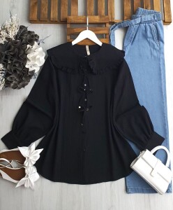 UDSYA BEBE YAKA BAĞCIKLI GÖMLEK B11-5-5546-01-SİYAH - 1