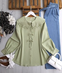 UDSYA BEBE YAKA BAĞCIKLI GÖMLEK B11-5-5546-07-YEŞİL - 1