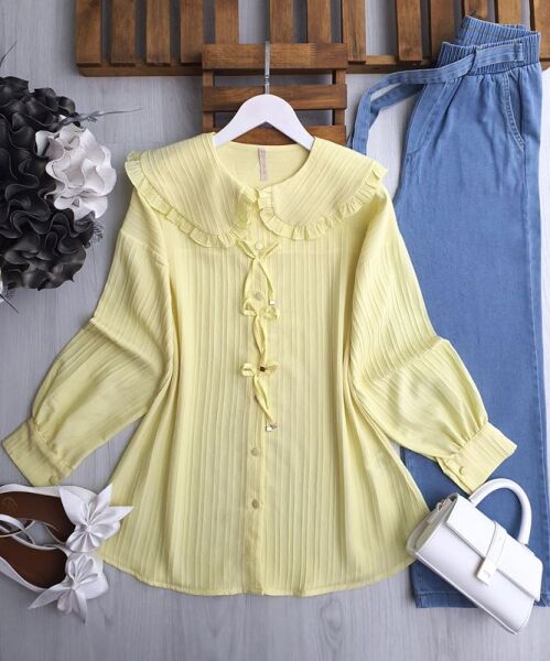 UDSYA BEBE YAKA BAĞCIKLI GÖMLEK B11-5-5546-23-SARI - 1