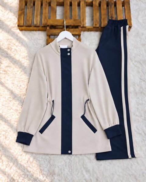 UKSEW BELİ LASTİKLİ ÖN PAT GARNİLİ İKİLİ TAKIM A3-2-10046-12-LACİVERT - 1