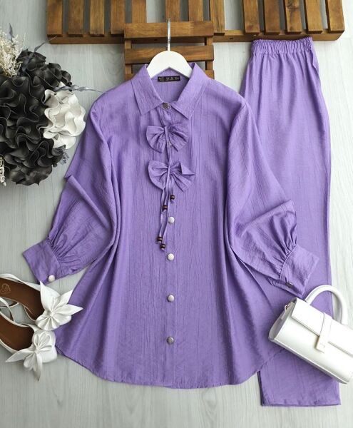 UMNA ÖNÜ İPLİ FİYONKLU İKİLİ TAKIM B11-4-1646-32-LİLA - 1