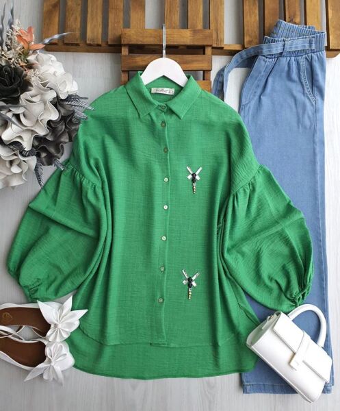 URBES YUSUFCUK TAŞLI GÖMLEK TUNİK D2-23236-54-BENETTON - 1