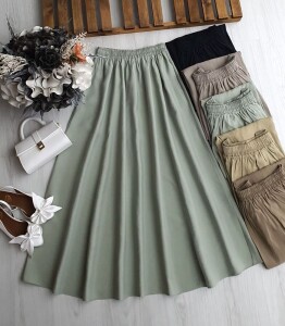 UVAN CEPLİ BELİ LASTİKLİ SALAŞ ETEK C3-6059-40-ÇAĞLA - 