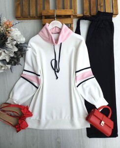 VALD DEGAJE YAKA KOLU GARNİLİ TUNİK 1684-05-PUDRA - 