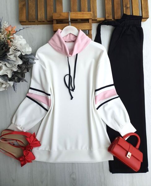 VALD DEGAJE YAKA KOLU GARNİLİ TUNİK A5-1-1684-05-PUDRA - 1