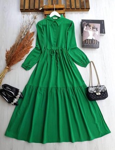 VAPA BELİ BAĞCIKLI YARIM DÜĞMELİ ELBİSE B11-1-2242-54-BENETTON - 