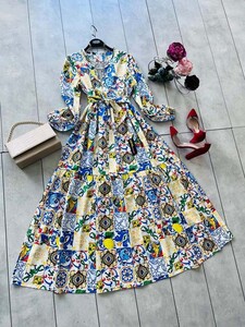 VEDHA SARNIÇ DESENLİ MEVLANA ELBİSE B11-1-2235-14-SAKS - 