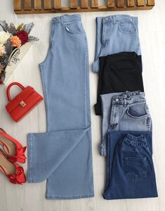 VİLGA BEL ARKADAN LASTİKLİ FERMUARLI BOL PAÇA KOT A4-4-6055-56-AÇIK KOT - 