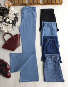 AVİLGA İSPANYOL PAÇA BELİ ARKADAN LASTİKLİ KOT PANTOLON A6-5-6061-56-AÇIK KOT - 