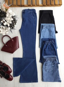 AVİLGA İSPANYOL PAÇA BELİ ARKADAN LASTİKLİ KOT PANTOLON A6-5-6061-57-KOYU KOT - 