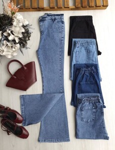 AVİLGA İSPANYOL PAÇA BELİ ARKADAN LASTİKLİ KOT PANTOLON A6-5-6061-69-KAR MAVİ - 