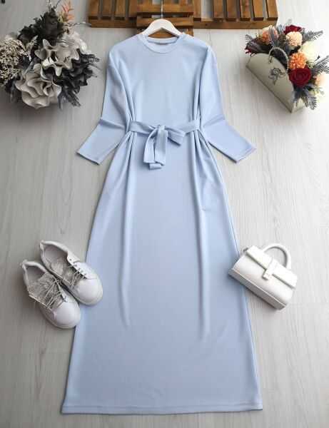 VODE CEPLİ KEMERLİ GİY ÇIK ELBİSE B11-2-2410-13-BEBE MAVİSİ - 1