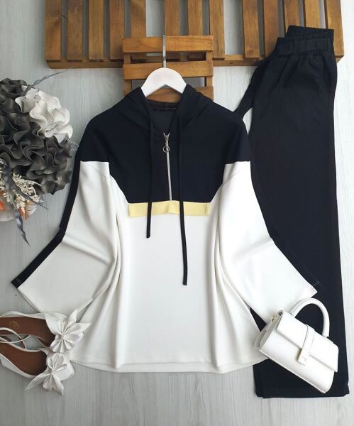 VOJE ÖNÜ FERMUARLI GARNİLİ TUNİK B5-5-5633-01-SİYAH - 1