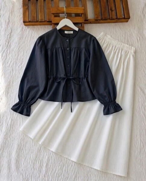 VOTY BELİ TÜNEL BAĞLAMALI GÖMLEK 5676-01-SİYAH - 1