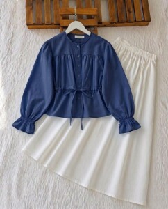 VOTY BELİ TÜNEL BAĞLAMALI GÖMLEK 5676-12-LACİVERT - 1