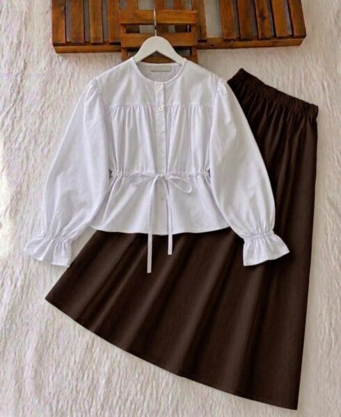 VOTY BELİ TÜNEL BAĞLAMALI GÖMLEK 5676-20-BEYAZ - 1