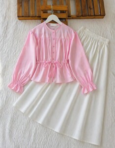 VOTY BELİ TÜNEL BAĞLAMALI GÖMLEK 5676 5676-05-PUDRA - 1