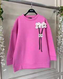 VUHY AKSESUARLI ARMALI ÜÇ İPLİK SWEAT B8-5-5470-47-PEMBE - 