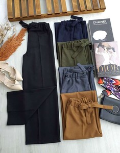 WEQU BELİ LASTİKLİ BOL PAÇA PANTOLON C12-6027-01-SİYAH - 