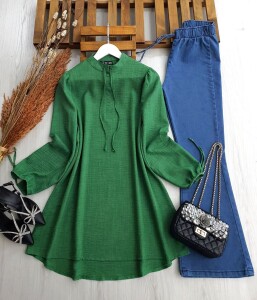 WERA YAKA VE KOL BAĞCIKLI SALAŞ KETEN TUNİK B11-5-5284-54-BENETTON - 