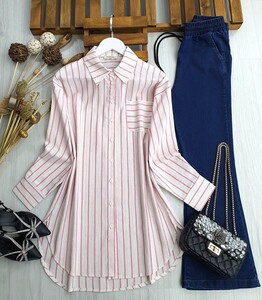 WOYN ÇİZGİLİ TEK CEP KETEN GÖMLEK C8-5334-28-FUŞYA - 