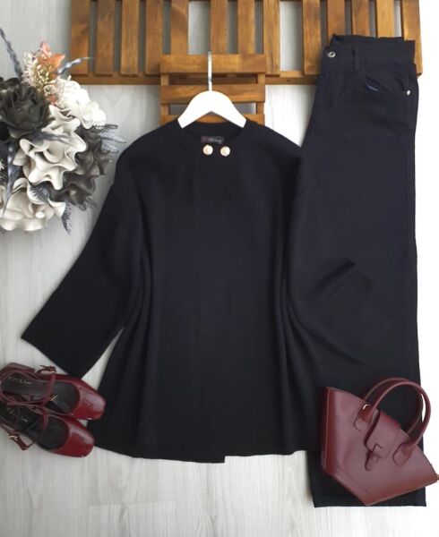 YAL YAKADAN DÜĞMELİ ÖNÜ AÇIK TRİKO HIRKA A5-4-8185-01-SİYAH - 1