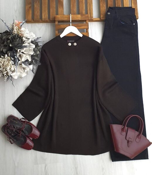 YAL YAKADAN DÜĞMELİ ÖNÜ AÇIK TRİKO HIRKA A5-4-8185-37-KAHVE - 1