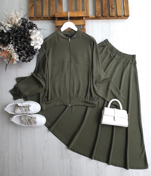 YALVA ÖNÜ FERMUARLI YARASA KOL SALAŞ ETEKLİ TAKIM B4-1-1651-09-HAKİ - 1