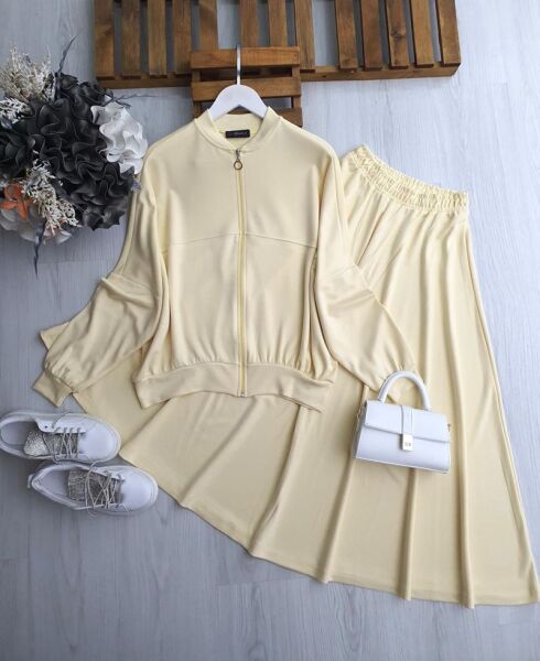 YALVA ÖNÜ FERMUARLI YARASA KOL SALAŞ ETEKLİ TAKIM B4-1-1651-23-SARI - 1