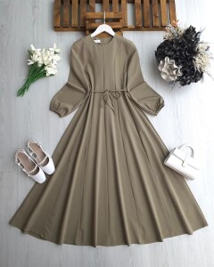 YANP BELDEN OTURTMA PARÇALI DOUBLE ELBİSE 2422-09-HAKİ - 1