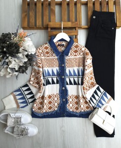 YAYGE KOT GARNİLİ TRİKO HIRKA B6-1-3217-20-MAVİ - 1