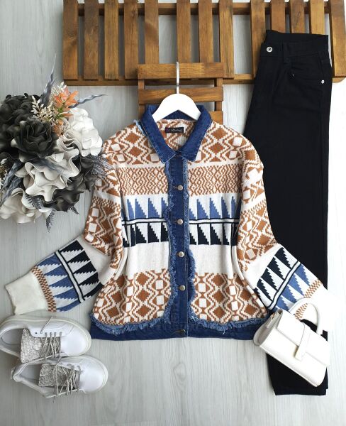 YAYGE KOT GARNİLİ TRİKO HIRKA B6-1-3217-20-MAVİ - 1