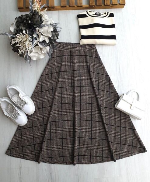 YEGDAN EKOSE DESENLİ BALIKSIRTI ETEK 6090-34-BEJ - 1