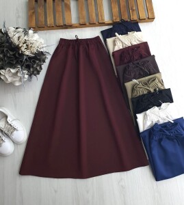 YENASE BELİ LASTİKLİ CEPLİ ETEK B5-4-6074-04-BORDO - 