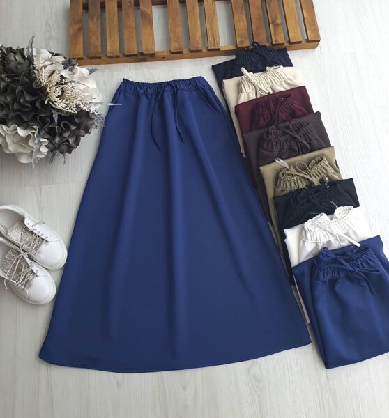 YENASE BELİ LASTİKLİ CEPLİ ETEK B5-4-6074-11-İNDİGO - 1