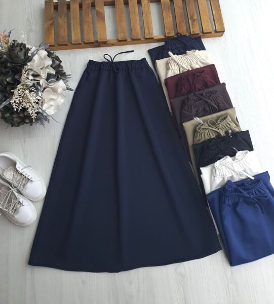 YENASE BELİ LASTİKLİ CEPLİ ETEK B5-4-6074-12-LACİVERT - 1