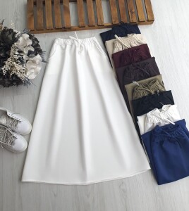 YENASE BELİ LASTİKLİ CEPLİ ETEK B5-4-6074-20-BEYAZ - 