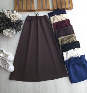 YENASE BELİ LASTİKLİ CEPLİ ETEK B5-4--6074-37-KAHVE - 